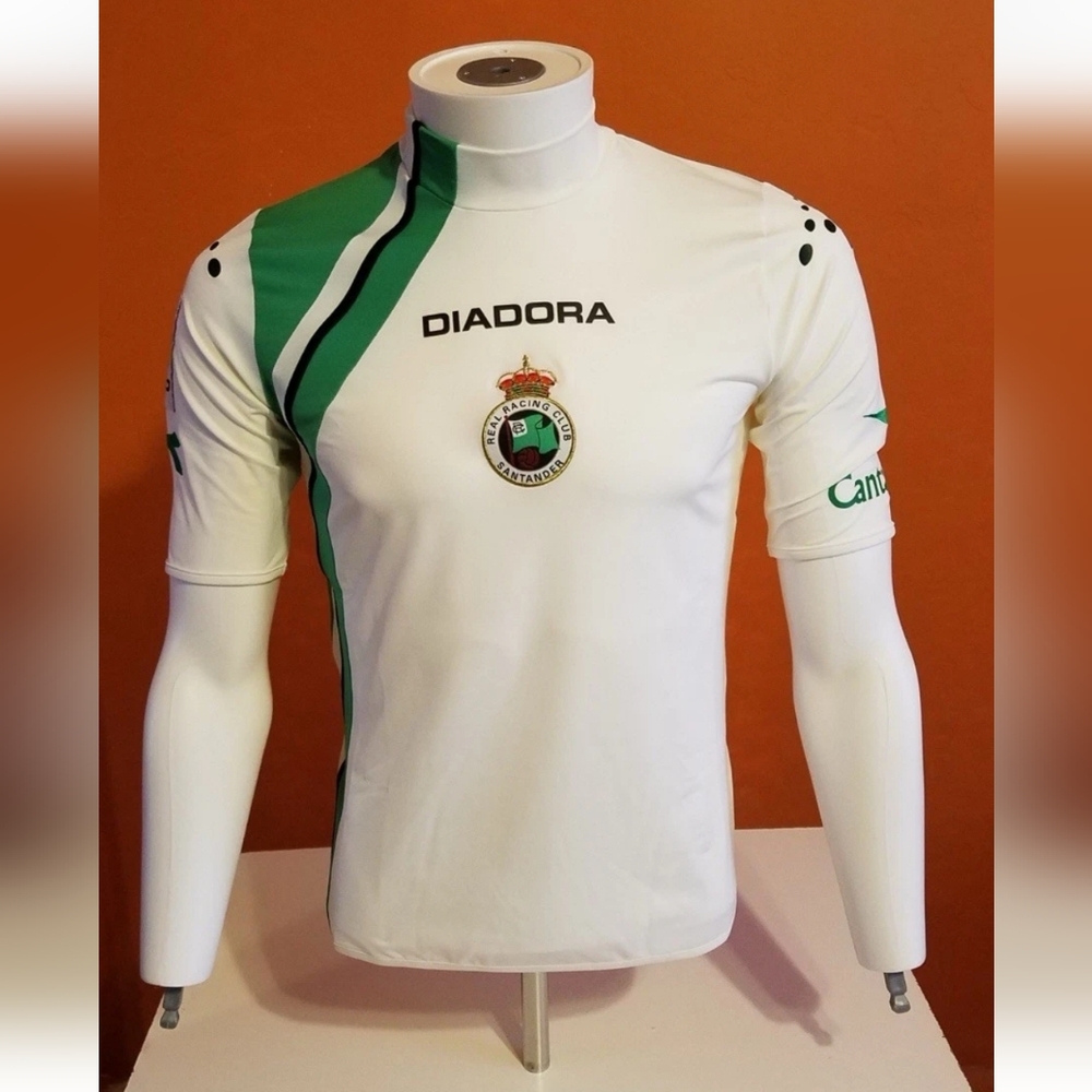 Diadora White and Green Men's Soccer Jersey